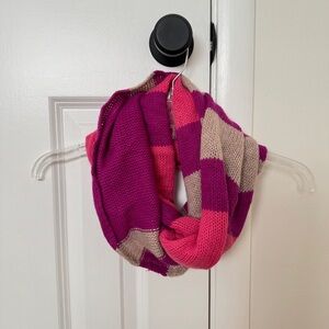 Nordstrom 100% Cashmere Infinity Scarf - Striped Pink, Purple and Tan